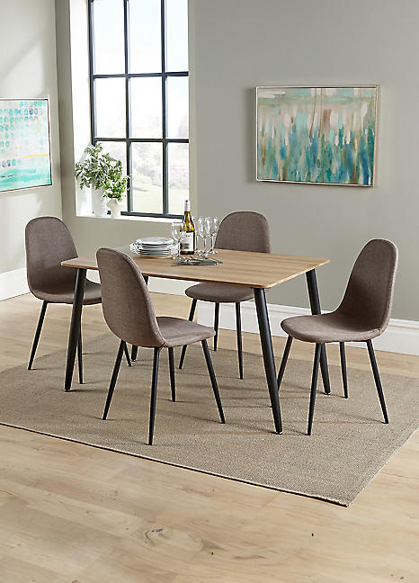 Aspen Rectangular Dining Table & 4 Upholstered Chair Set | Freemans