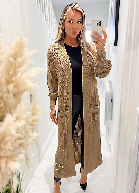 AX Paris Camel Maxi Knitted Cardigan Freemans