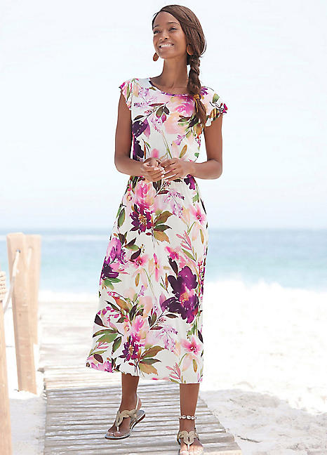 beachtime Floral Print Midi Dress Freemans