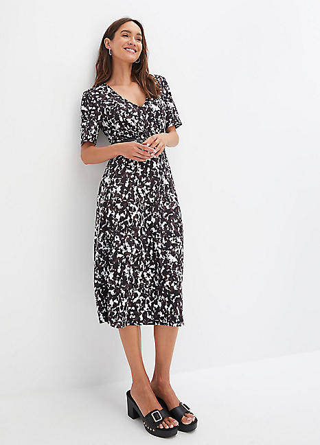 Bonprix Floral Midi Pleated Dress With Belt - Freemans Midi Dress New In 28th October 2024