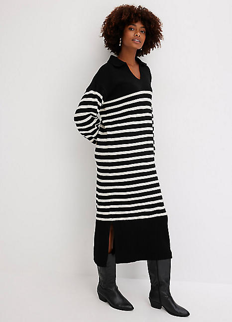 Bonprix Stripe Oversize Knitted Midi Dress - Freemans Midi Dress New In 29th October 2024