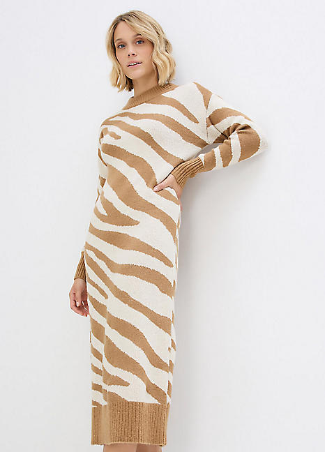 Bonprix Zebra Stripe Knitted Midi Dress - Freemans Midi Dress New In 28th October 2024