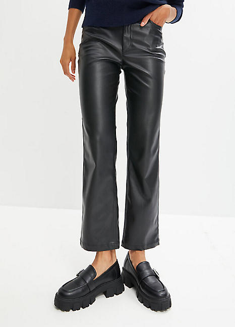 bonprix Cropped Faux Leather Trousers