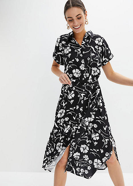 bonprix Floral Palm Shirt Dress