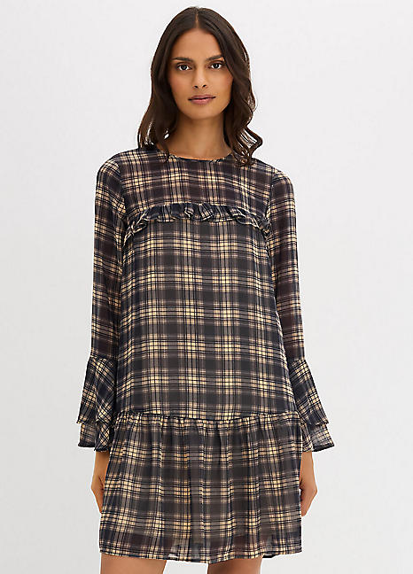 bonprix Flounced Chiffon Check Dress | Freemans