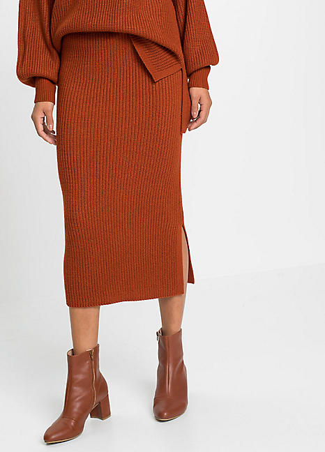 Rust knit midi top skirt