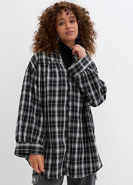 bonprix Longline Checked Blouse | Freemans