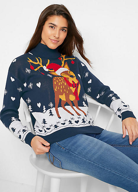 bonprix Polo Neck Christmas Jumper Freemans