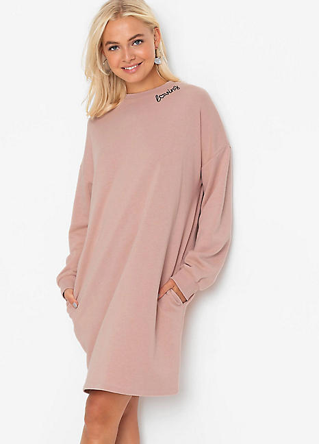 Pink sweatshirt dress online