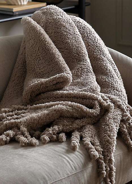 Chic Living Fringed Teddy Throw | Freemans