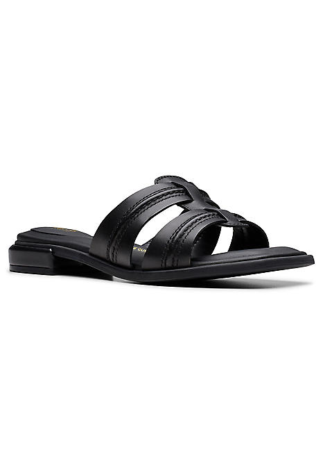 Clarks Ariany Black Leather Mules Freemans