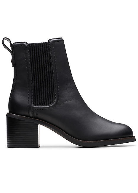 Clarks Black Leather Chamberly Top Ankle Boots Freemans
