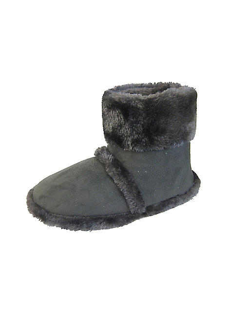 Grey slipper boots clearance ladies