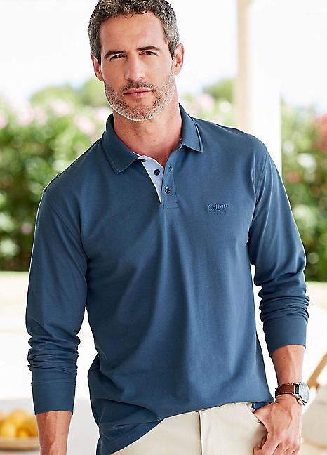 Cotton traders long shop sleeve polo shirt