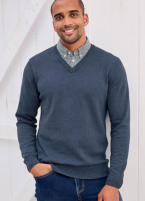 Jumper with mock shirt collar sales