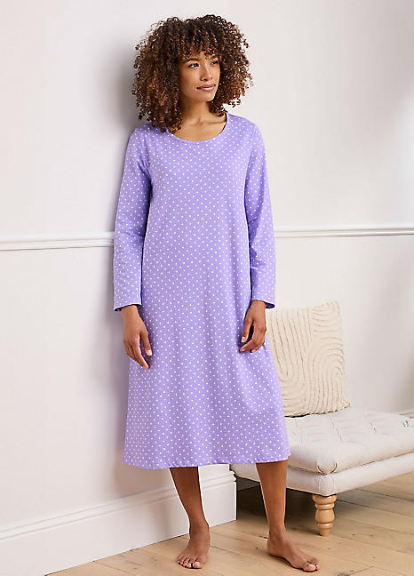long sleeve night dress for older ladies Winceyette Nightdress With Collar Brushed Cotton Nightdress Nightdress Elderly Collared Long Sleeved 100% older ladys