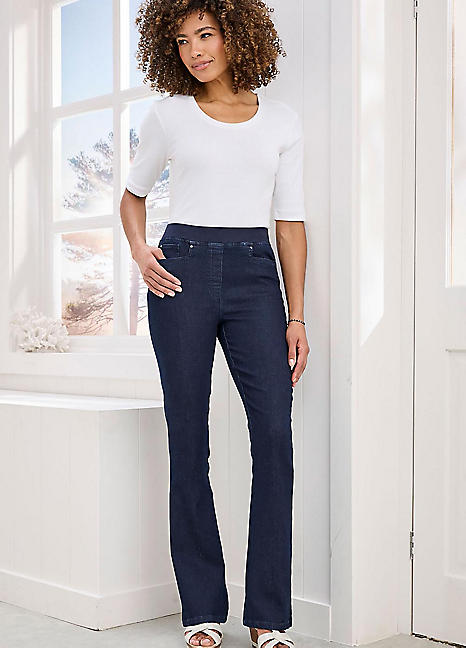 Cotton Traders Premium Pull-On Bootcut Jeans Freemans