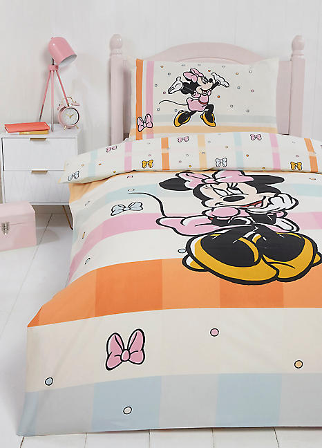 Disney Minnie Mouse Pastel Bow Single Duvet Cover Set Freemans