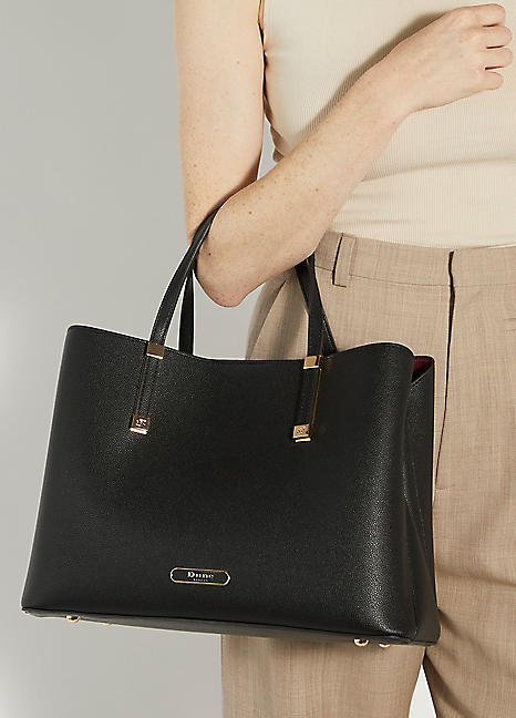 Dune London Dorry Black Croc Branded Hardware Tote Bag Freemans