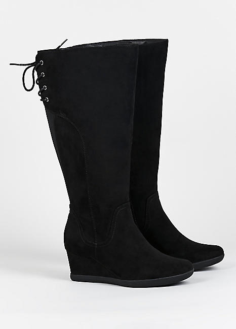 wedge boots wide fit