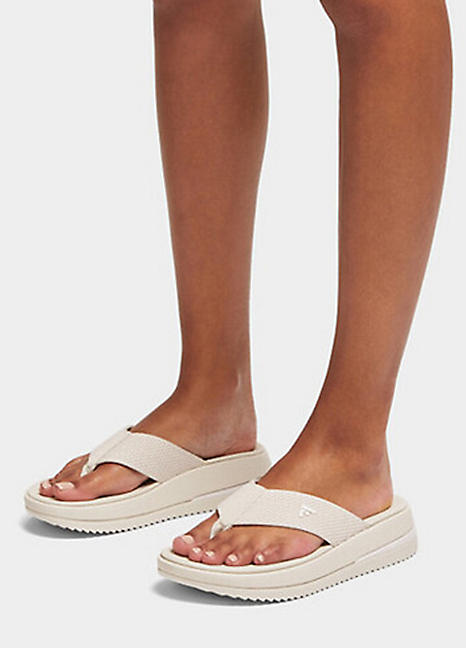 FitFlop Paris Beige Surf Two-Tone Webbing Toe-Post Sandals | Freemans