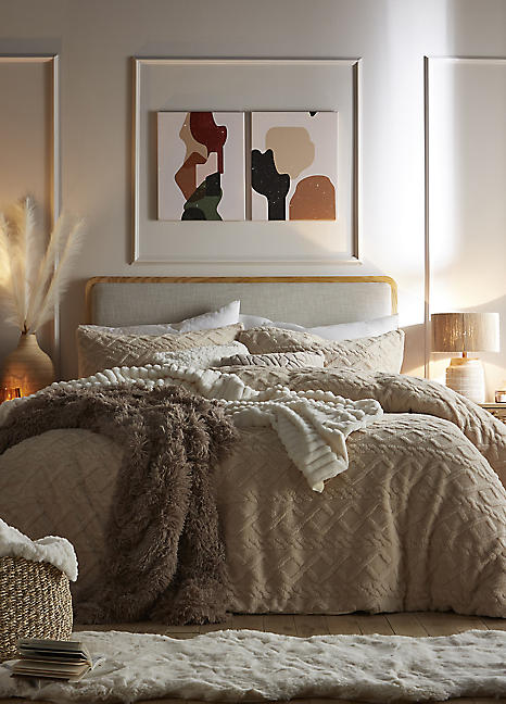 Freemans Home Natural Cable Knit Fleece Duvet Cover Set Freemans