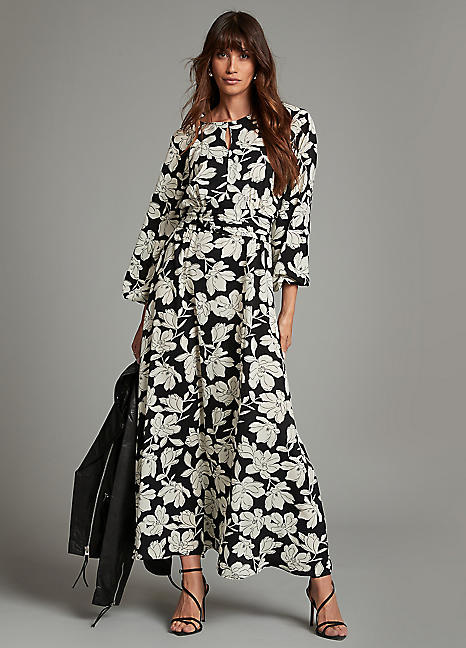 Freemans Mono Floral Print Maxi Dress