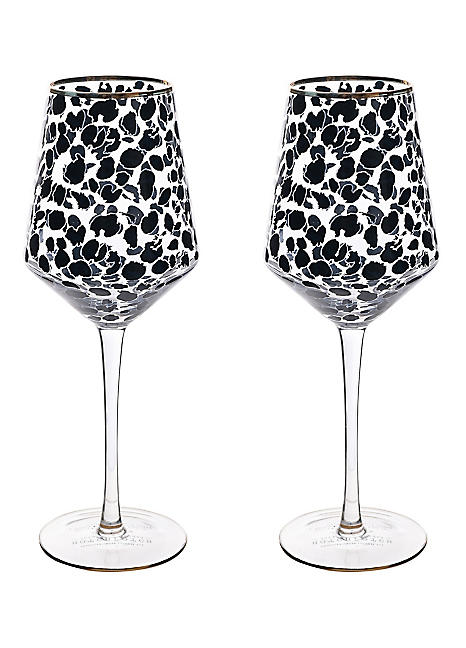 Frida Set of 2 Leopard Print Wine Glasses | Freemans