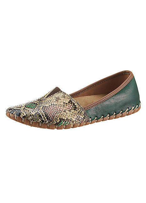 faux snakeskin loafers