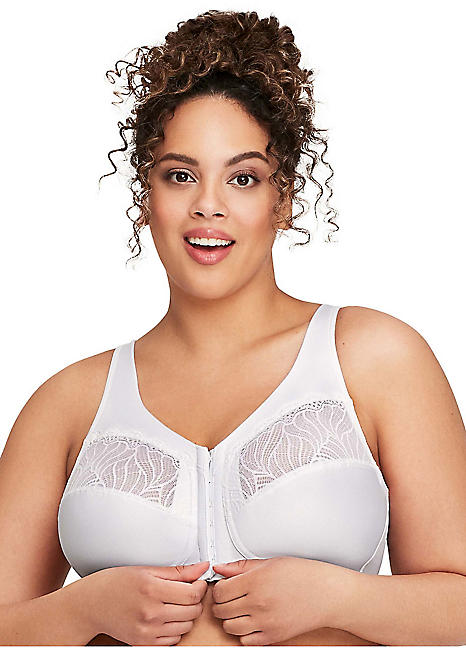 Plus Size Full Figure Zip Up Front Closure Sports Wirefree Bra