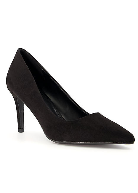 Dune black shop suede court shoes