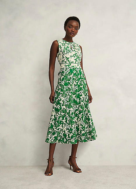 【Hobbs London】UK発 Maddie フローラル 花 ベルト ドレス 緑 Maddie Dress | Hobbs UK |