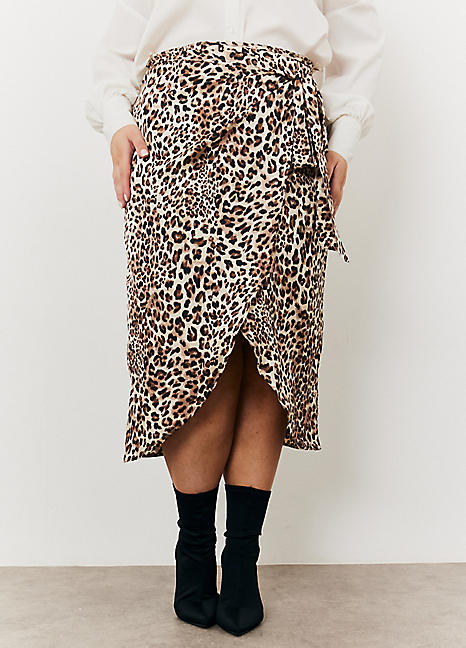 Animal Print Wrap Midi Skirts Next Print Midi Skirt White Leopard - Main Image