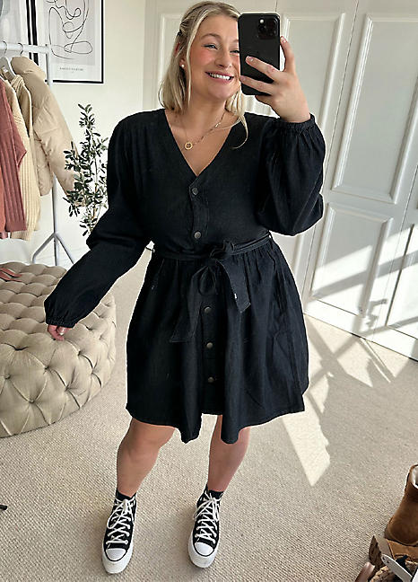 Button through hot sale smock dress