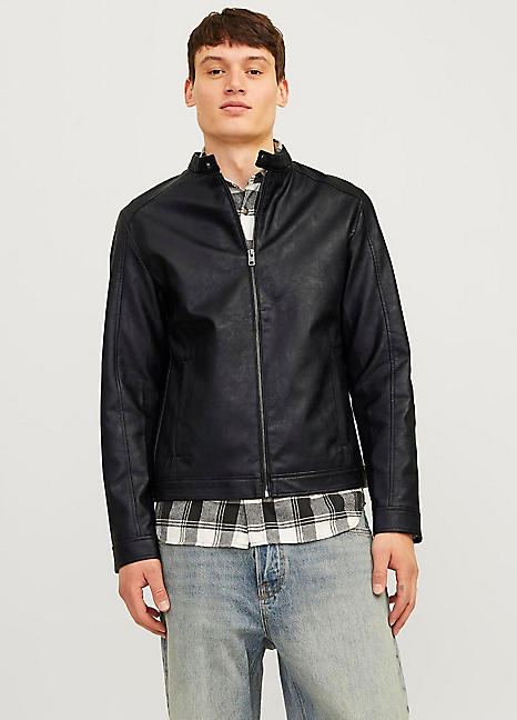 Jack and jones faux leather jacket best sale