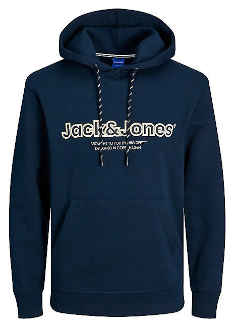 Jack Jones Plus Size Logo Print Hoodie Freemans