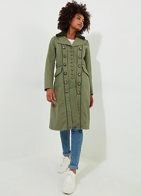 Joe Browns Detachable Faux Fur Collared Longline Military Coat