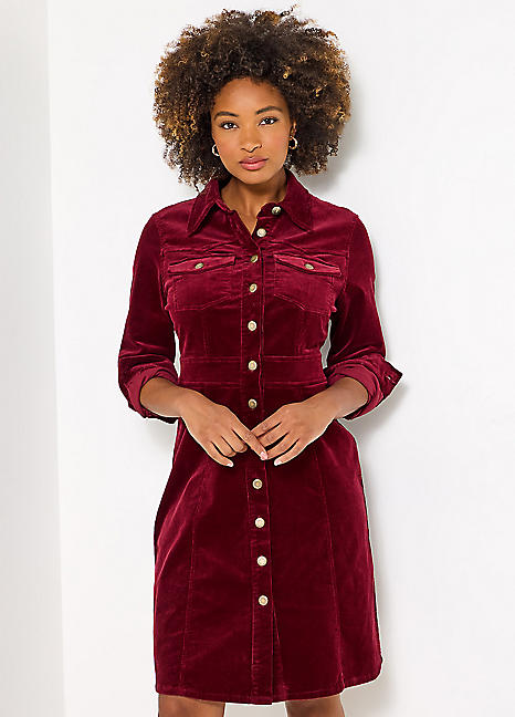 Joe Browns Retro Long Sleeve Cord Shirt Dress Freemans