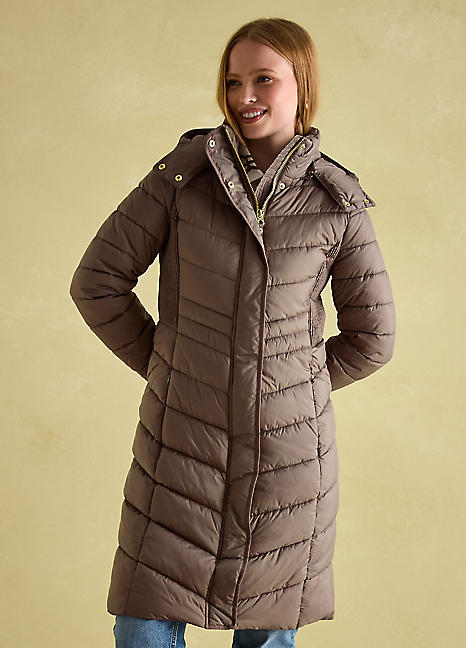 Joules Pembury Showerproof Longline Padded Coat with Hood Freemans