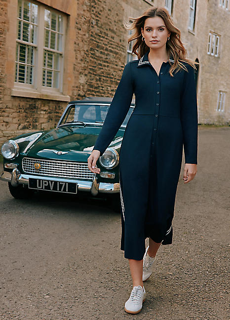 Joules Pia Button Down Ponte Jersey Dress Freemans