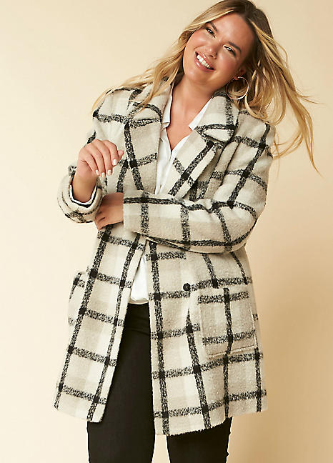 black checked coat womens