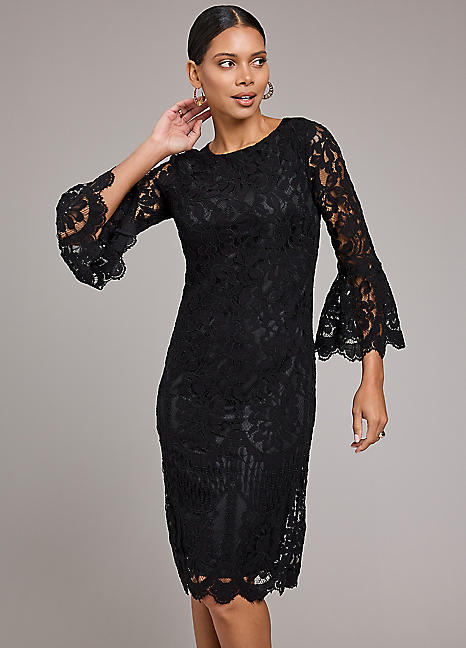 Grey lace shift dress best sale