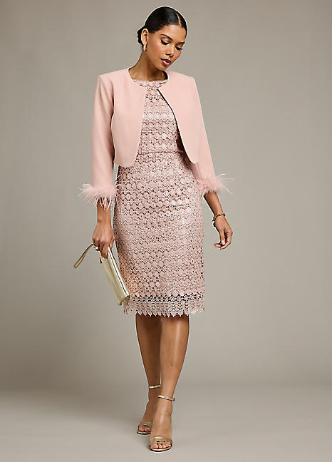 Kaleidoscope Blush Lace Dress Jacket Freemans