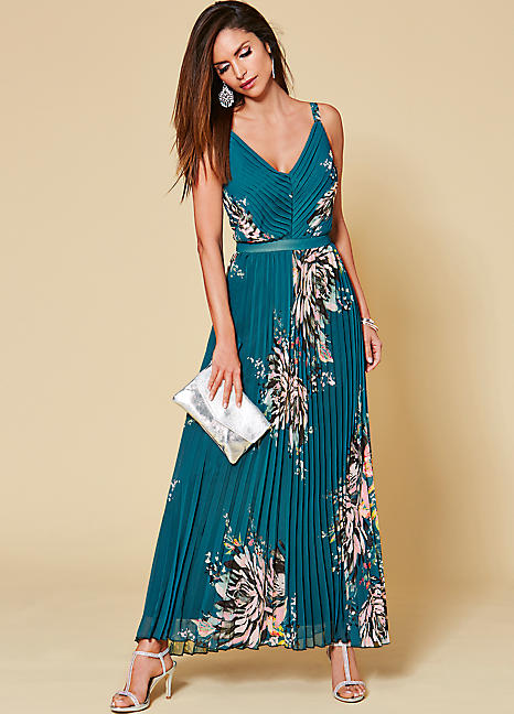 pleated maxi dress