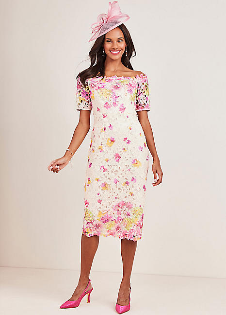 Pink bardot outlet dress