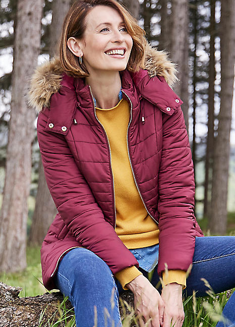 burgundy quilted coat