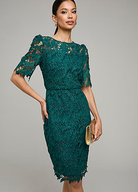 teal green lace dress Deep Teal Lace Detail Maxi Dress