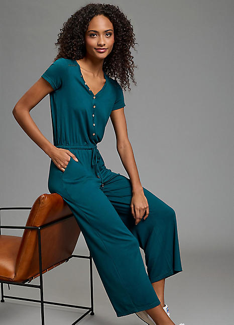 KangaROOS Short Sleeve Button Front Jumpsuit | Freemans