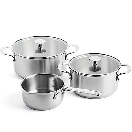 KitchenAid Stainless Steel 3-Layer Non-Stick 7 Piece Cookware Pots and Pans  Set, Clad, Induction, Oven Safe,Silver