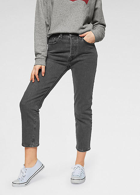 grey cropped jeans